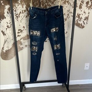 L&B Midnight Blue Skinny Jeans with Glitter Accents